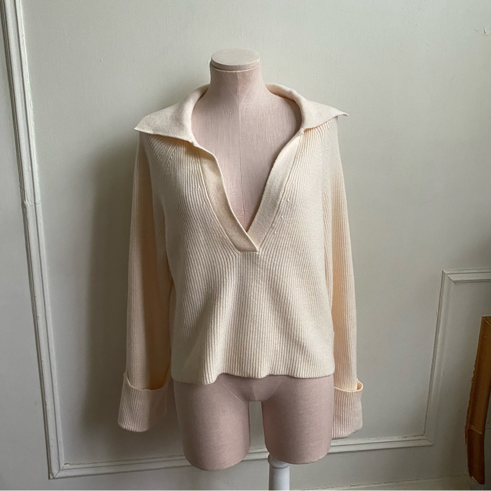 Jason Wu Cream V-Neck Women's Sweater